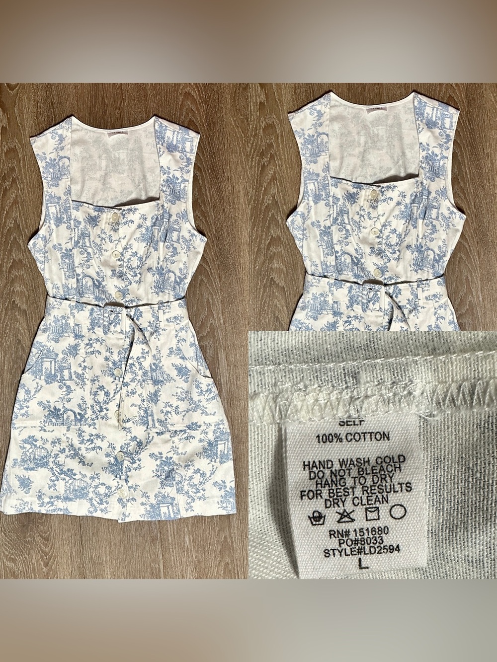 Storia White and Blue Denim Toile Cotton
Dress Size Large (Medium) EUC - Picture 8 of 14
